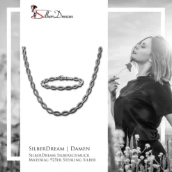 SilberDream Schmuck Set Oval Collier & Armband Damen 925 Silber SDS455J