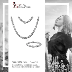 SilberDream Schmuck Set Oval Zirkonia Collier & Armband Damen 925 Silber SDS444W