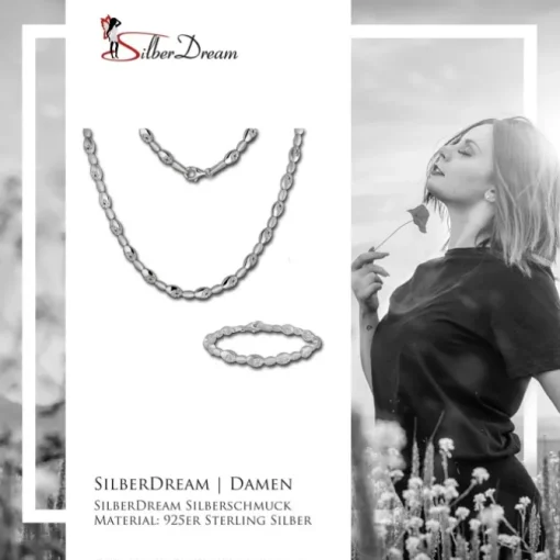 SilberDream Schmuck Set Oval Zirkonia Collier & Armband Damen 925 Silber SDS444W