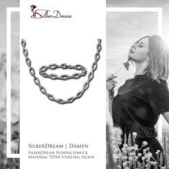SilberDream Schmuck Set Oval Zirkonia Collier & Armband Damen 925 Silber SDS449W
