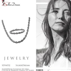 SilberDream Schmuck Set Oval Collier & Armband Damen 925 Silber SDS455J