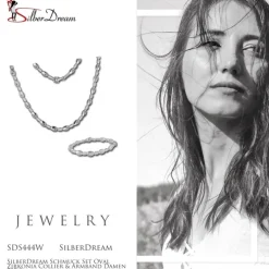 SilberDream Schmuck Set Oval Zirkonia Collier & Armband Damen 925 Silber SDS444W