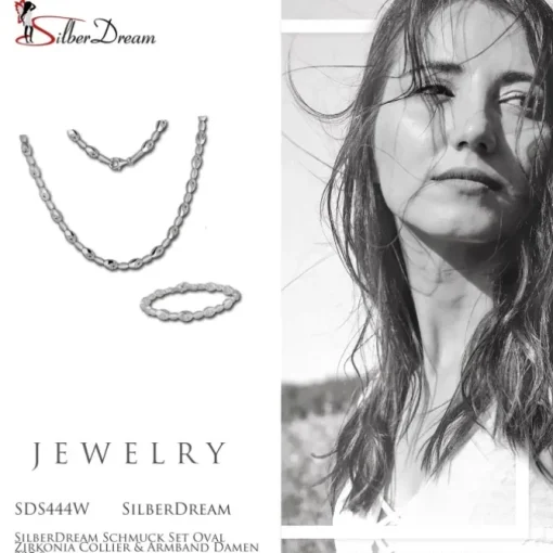 SilberDream Schmuck Set Oval Zirkonia Collier & Armband Damen 925 Silber SDS444W