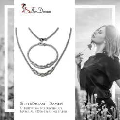 SilberDream Schmuck Set Ovale Zirkonia Collier & Armband Damen 925er SDS4811W