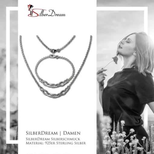 SilberDream Schmuck Set Ovale Zirkonia Collier & Armband Damen 925er SDS4811W