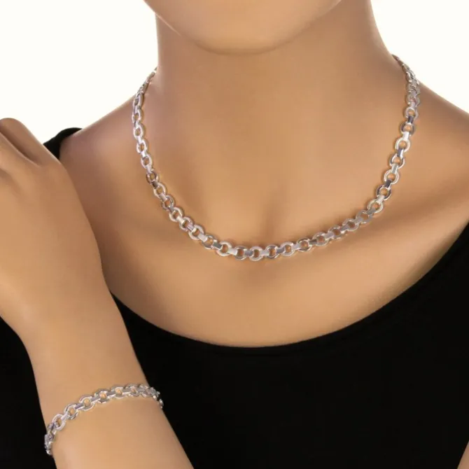 SilberDream Schmuck Set rund Collier & Armband Damen 925 Silber SDS439J