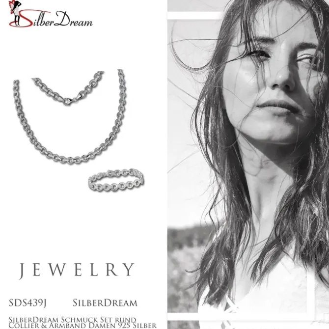 SilberDream Schmuck Set rund Collier & Armband Damen 925 Silber SDS439J