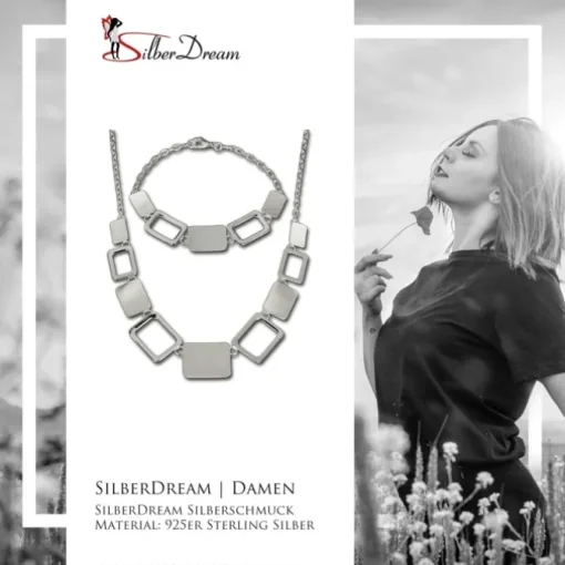 SilberDream Schmuck Set Square Collier & Armband 925 Silber SDS411
