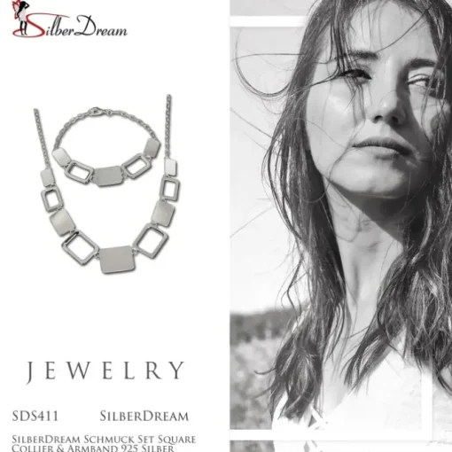 SilberDream Schmuck Set Square Collier & Armband 925 Silber SDS411