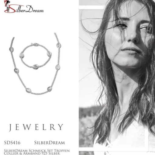 SilberDream Schmuck Set Tropfen Collier & Armband 925 Silber SDS416