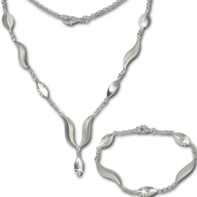 SilberDream Schmuck Set Wave Collier & Armband 925 Silber SDS410