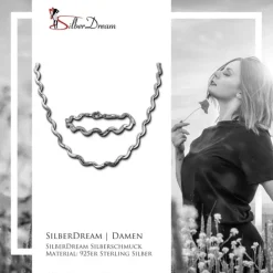 SilberDream Schmuck Set Welle Collier & Armband Damen 925 Silber SDS448J