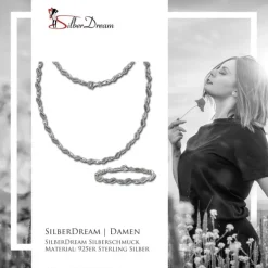 SilberDream Schmuck Set Wave Zirkonia Collier & Armband Damen 925er SDS4807W