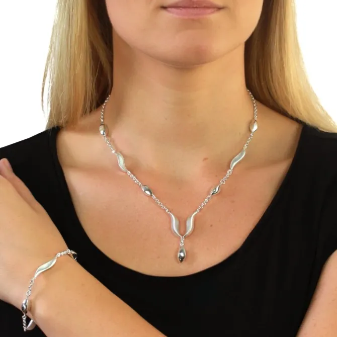 SilberDream Schmuck Set Wave Collier & Armband 925 Silber SDS410