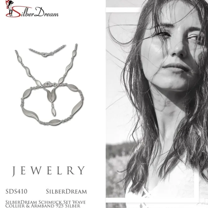 SilberDream Schmuck Set Wave Collier & Armband 925 Silber SDS410