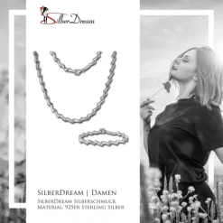 SilberDream Schmuck Set Zick-Zack Collier & Armband Damen 925 Silber SDS440J
