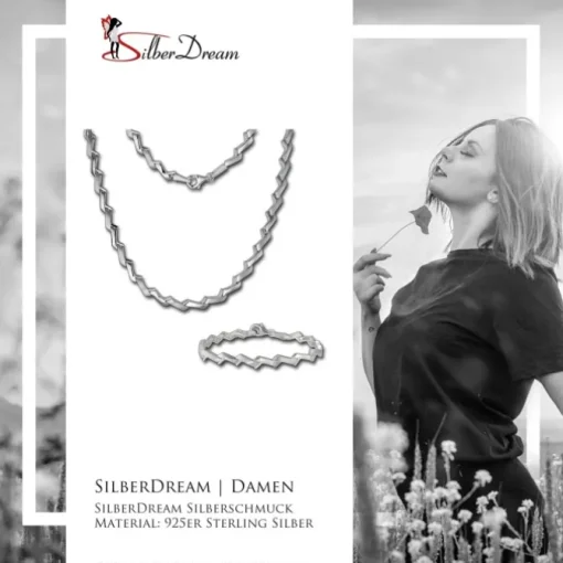 SilberDream Schmuck Set Zick-Zack Collier & Armband Damen 925 Silber SDS440J