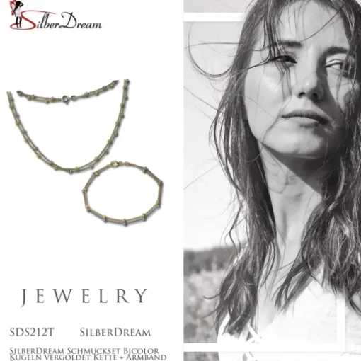 SilberDream Schmuckset Bicolor Kugeln vergoldet Kette + Armband Silber SDS212T