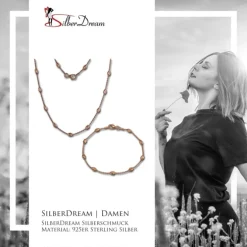 SilberDream Schmuckset Glamour Rose vergoldet Kette & Armband 925 Silber SDS238E