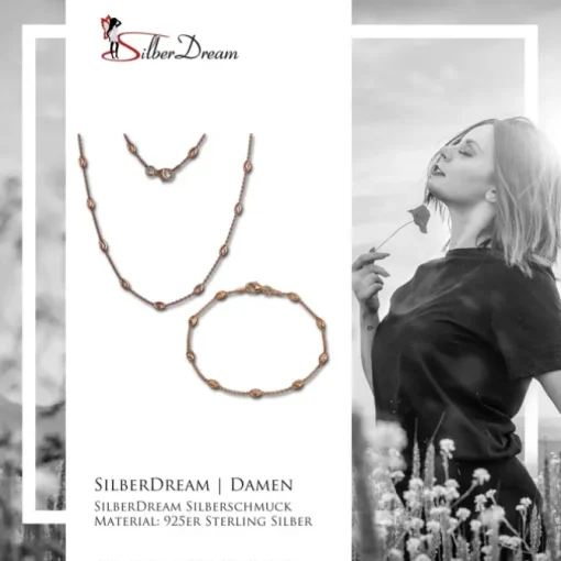 SilberDream Schmuckset Glamour Rose vergoldet Kette & Armband 925 Silber SDS238E