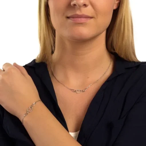 SilberDream Schmuckset Herz Zirkonia Kette & Armband 925 Silber SDS423W