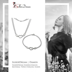 SilberDream Schmuckset Herz Zirkonia Kette & Armband 925 Silber SDS423W