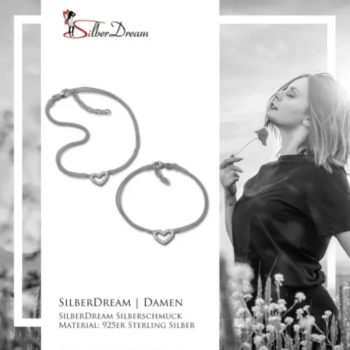 SilberDream Schmuckset Herz Fußkette & Armband 925 Sterling Silber SDS2203J