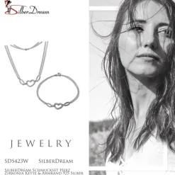 SilberDream Schmuckset Herz Zirkonia Kette & Armband 925 Silber SDS423W