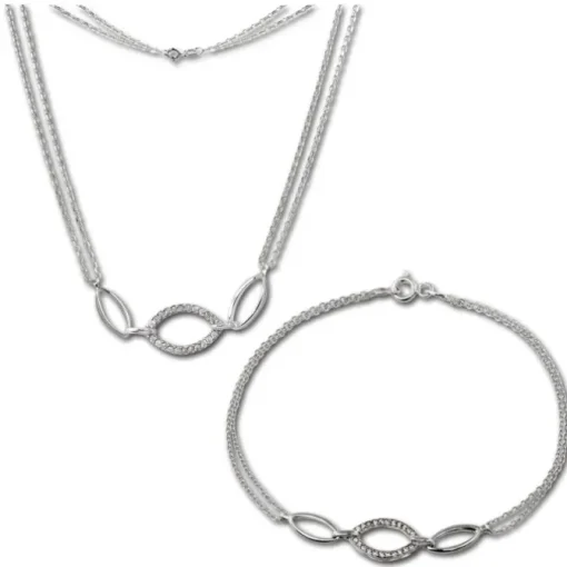 SilberDream Schmuckset Oval Zirkonia Kette & Armband 925 Silber SDS425W