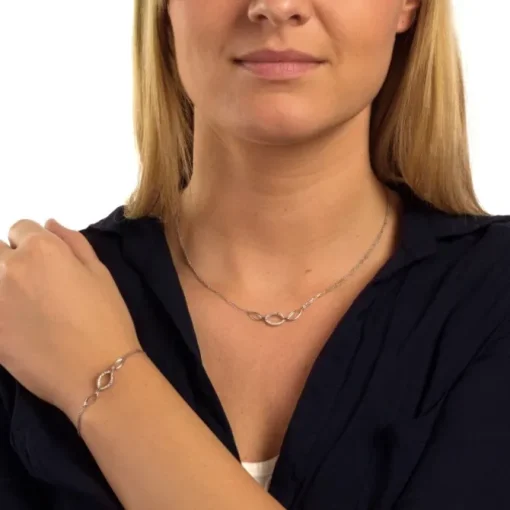 SilberDream Schmuckset Oval Zirkonia Kette & Armband 925 Silber SDS425W