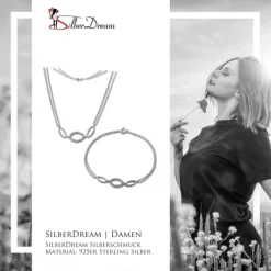 SilberDream Schmuckset Oval Zirkonia Kette & Armband 925 Silber SDS425W
