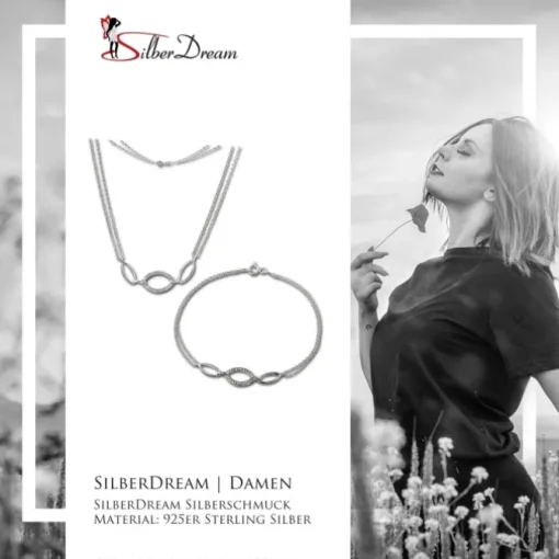 SilberDream Schmuckset Oval Zirkonia Kette & Armband 925 Silber SDS425W