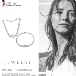 SilberDream Schmuckset Oval Zirkonia Kette & Armband 925 Silber SDS425W
