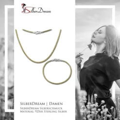 SilberDream Schmuckset Zopf vergoldet Kette & Armband 925 Silber SDS206Y