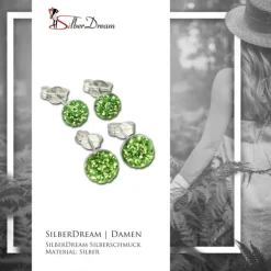 SilberDream Set Ohrstecker Halbkugel 5,7mm grün Ohrring 925 Silber GSS202L