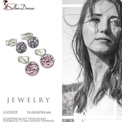 SilberDream Set Ohrstecker Halbkugel 5,7mm flieder Ohrring 925 Silber GSS202F