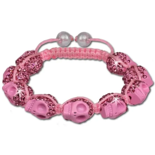 SilberDream Shamballa Armband Totenkopf Zirkonia rosa SDA920