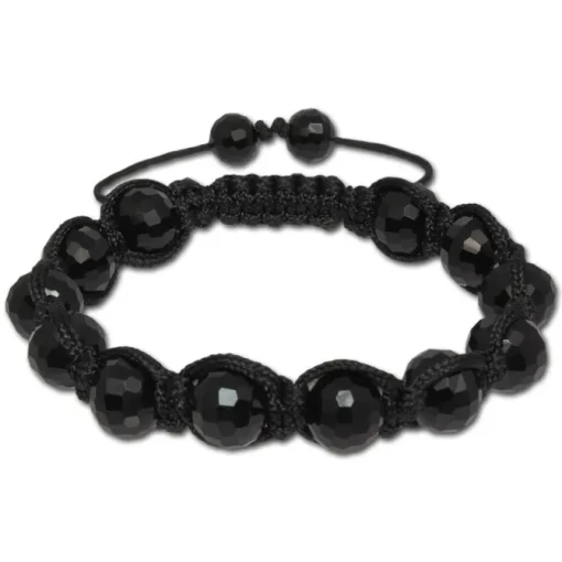 SilberDream Shamballa Armband Glas schwarz 14 geschliffene Kugeln SDA914