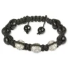 SilberDream Shamballa Armband schwarz mit 3 Kugeln 925 Sterling Silber SDA031