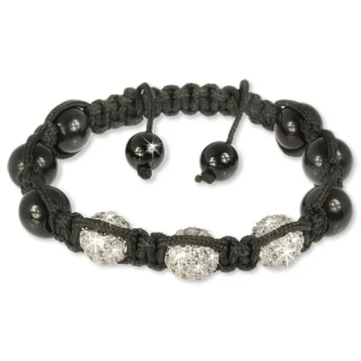 SilberDream Shamballa Armband schwarz mit 3 Kugeln 925 Sterling Silber SDA031