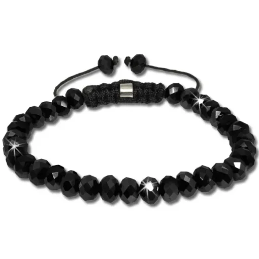 SilberDream Shamballa Armband Glas schwarz 34 geschliffene Kugeln SDA911