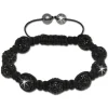 SilberDream Shamballa Armband Zirkonia schwarz 9 Glitzer Kugeln SDA924