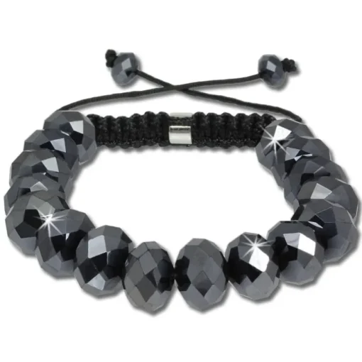 SilberDream Shamballa Armband Glas schwarz 18 geschliffene Kugeln SDA912