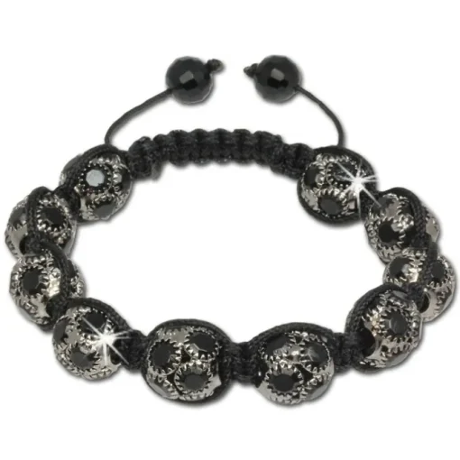 SilberDream Shamballa Armband Zirkonia schwarz 10 Kugeln SDA926