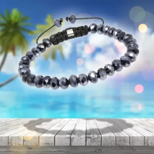 SilberDream Shamballa Armband Glas schwarz 34 geschliffene Kugeln SDA911