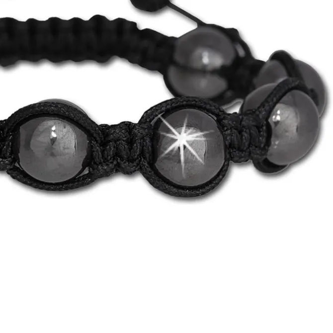 SilberDream Shamballa Armband Luxus schwarz aus Hämatit Kugeln SDY900