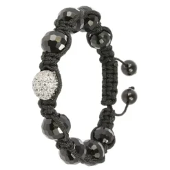 SilberDream Shamballa Armband schwarz 925 Sterling Silber Kugel SDA032