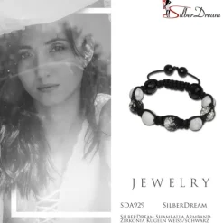 SilberDream Shamballa Armband Zirkonia Kugeln weiß/schwarz SDA929