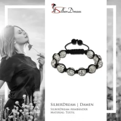 SilberDream Shamballa Armband Zirkonia weiß 10 Kugeln SDA922