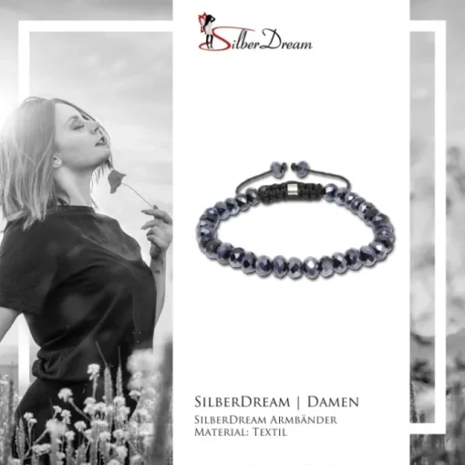 SilberDream Shamballa Armband Glas schwarz 34 geschliffene Kugeln SDA911